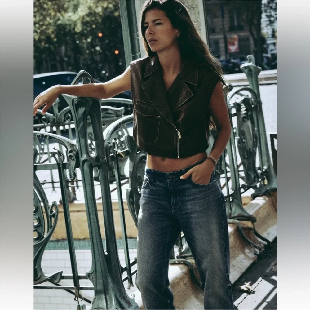 Zara Faux Leather Vest - Cropped - Picture 4 of 8